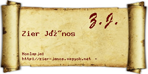 Zier János névjegykártya